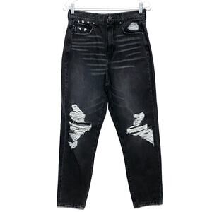 RSQ Whiskered Distressed High Rise 90s Jeans Womens 27 Whimsigoth Grunge Skater